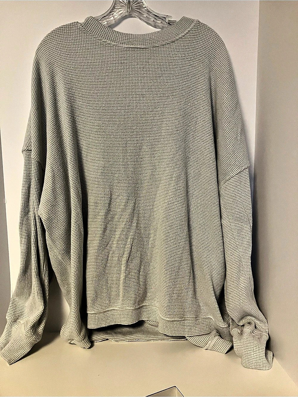 Aerie waffle knit Oversized Sweater in Gray Size XL/TG